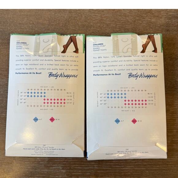 BODY WRAPPERS Dance Ballet Jazz Child Small 4-7 Fishnet C62 Seamed NEW 2 packs - Picture 2 of 4